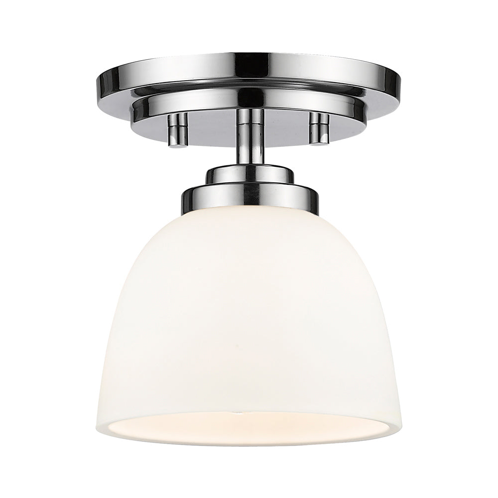 Ashton Semi-Flush Mount Ceiling Light in Chrome/Matte Opal.