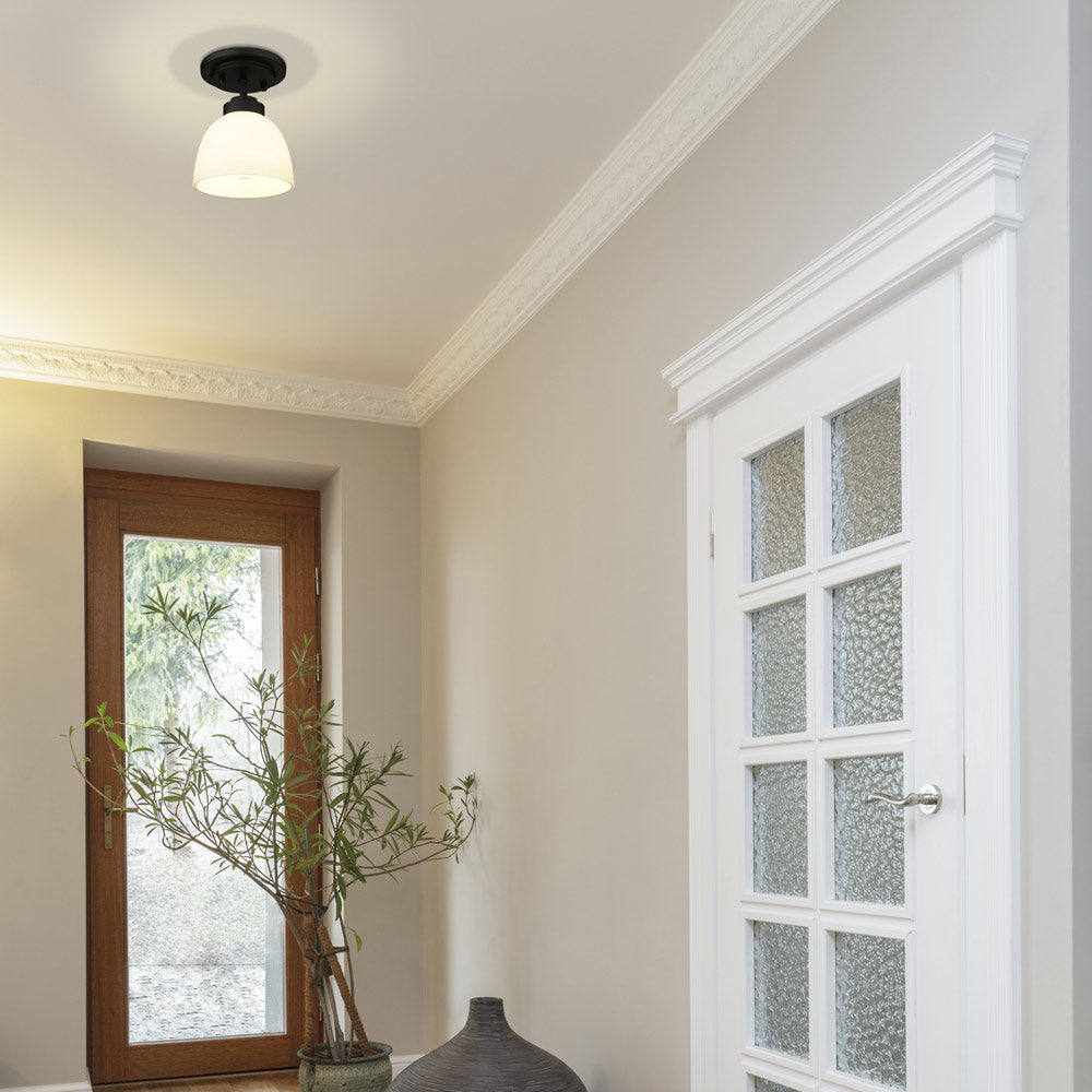 Ashton Semi-Flush Mount Ceiling Light in living room.