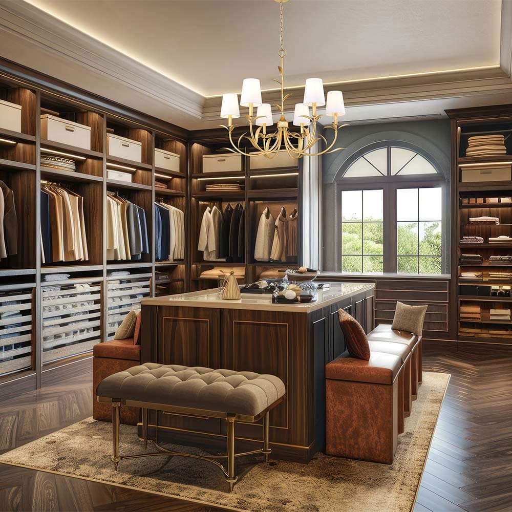 Aslin Chandelier in walk-in closet.