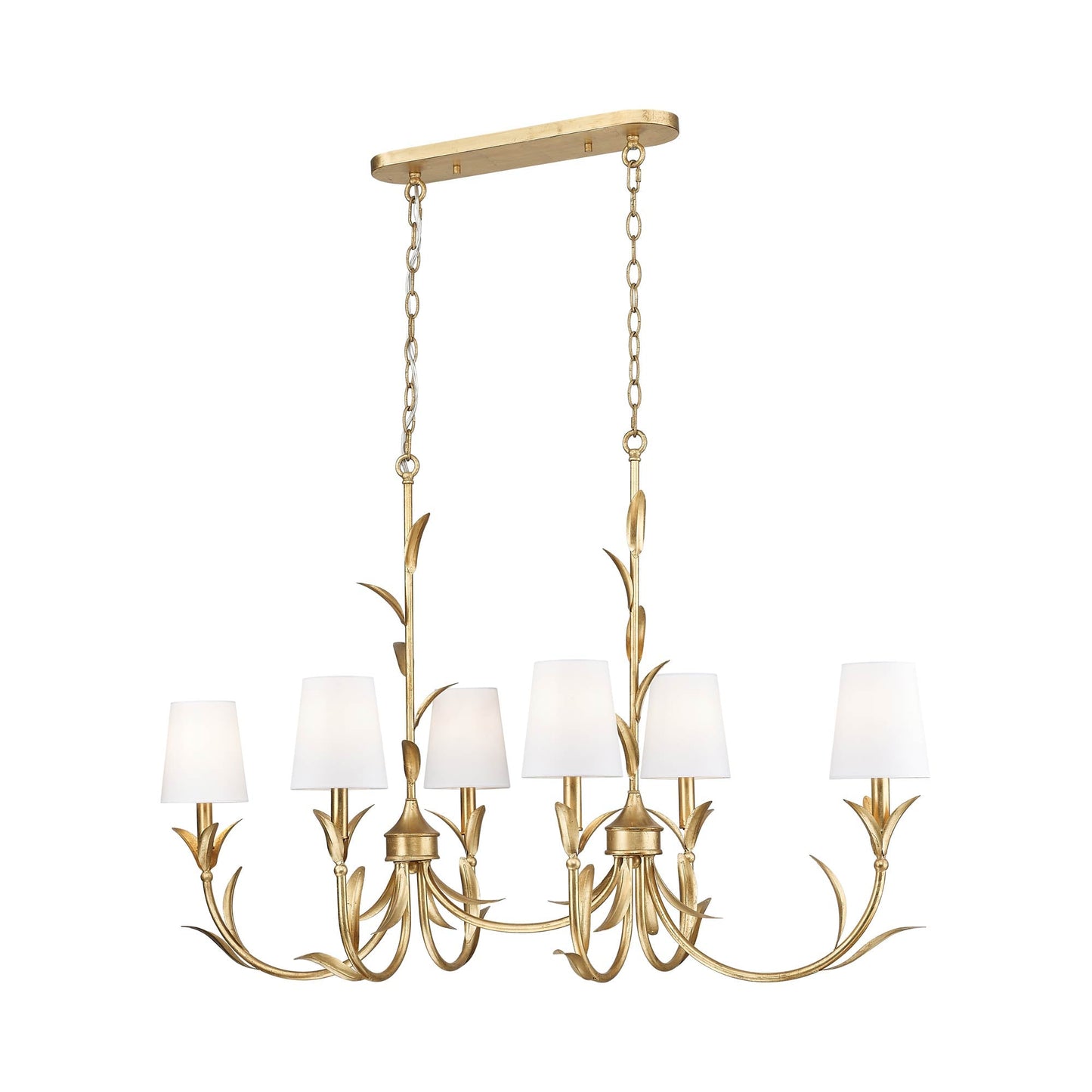Aslin Linear Chandelier in Gold Leaf.