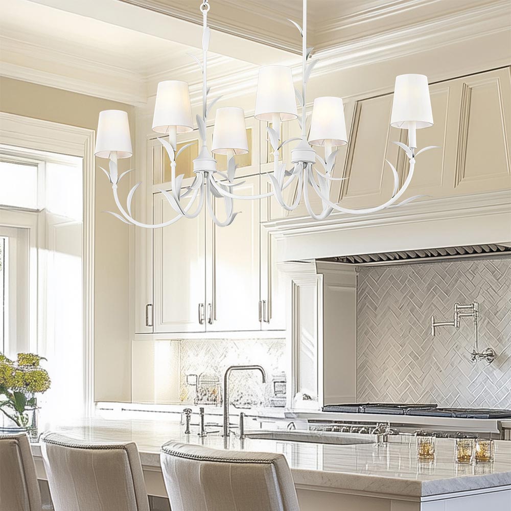 Aslin Linear Chandelier in kitchen.
