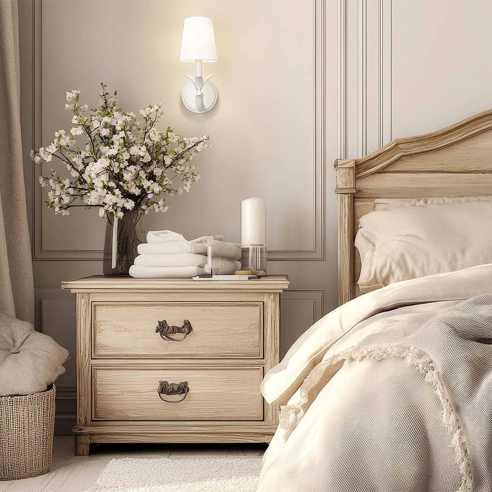 Aslin Wall Light in bedroom.