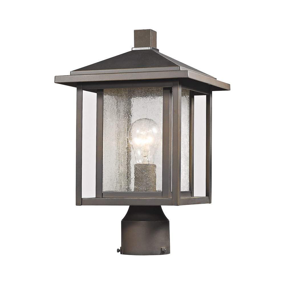 Aspen Outdoor Post Light in Oil Rubbed Bronze/Round Post Mount (Small).
