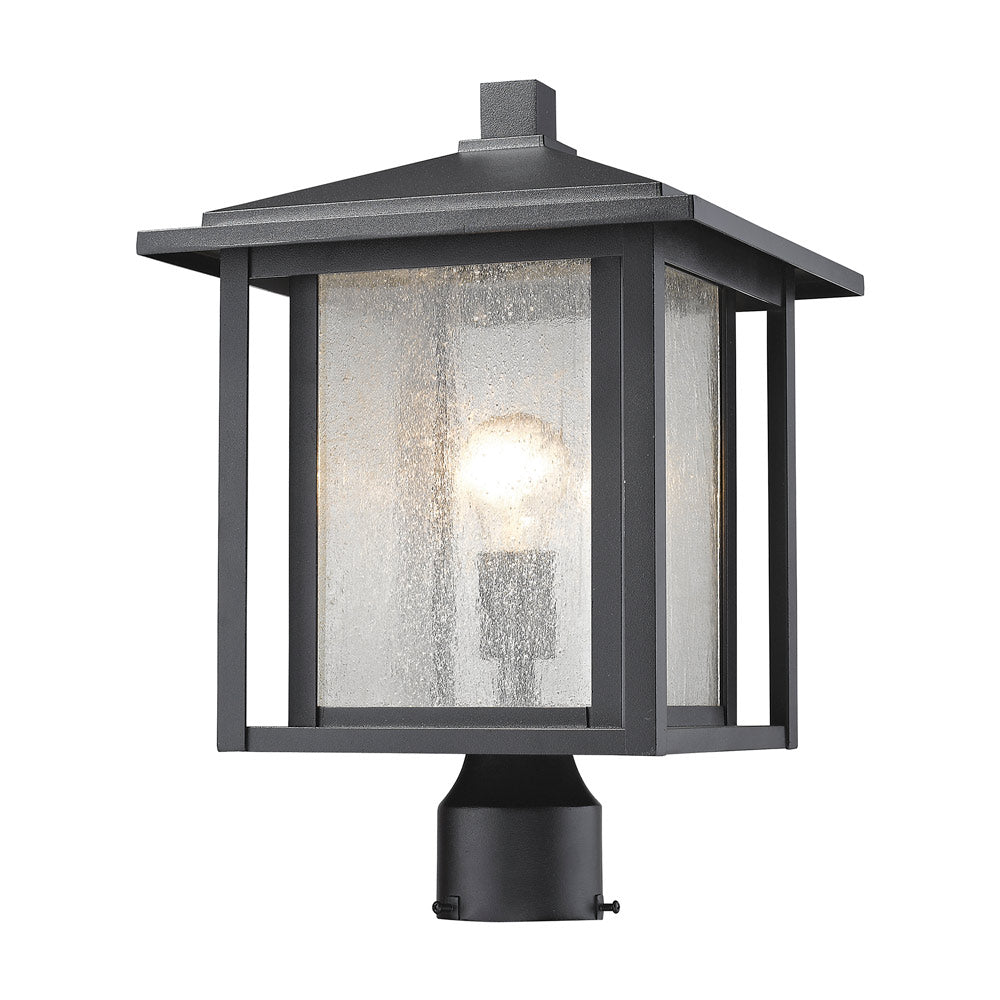 Aspen Outdoor Post Light in Black/Round Post Mount (Medium).