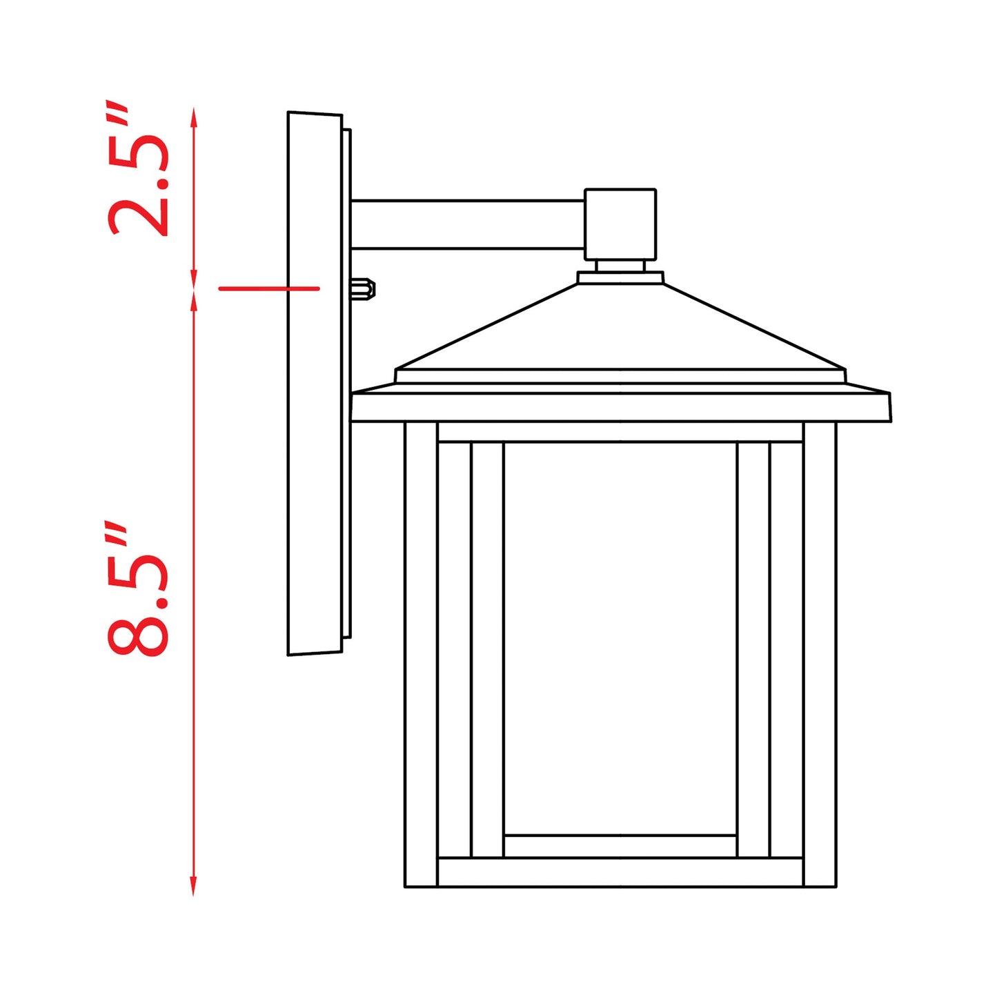 Aspen Outdoor Wall Light - line drawing.