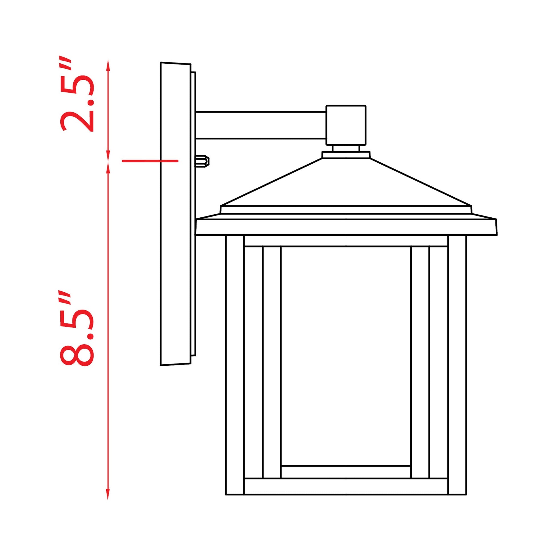 Aspen Outdoor Wall Light - line drawing.
