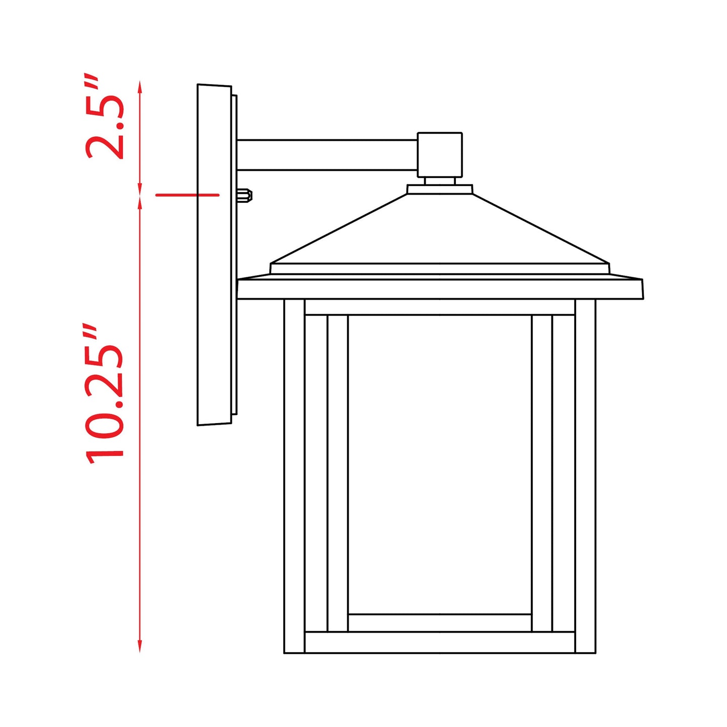 Aspen Outdoor Wall Light - line drawing.