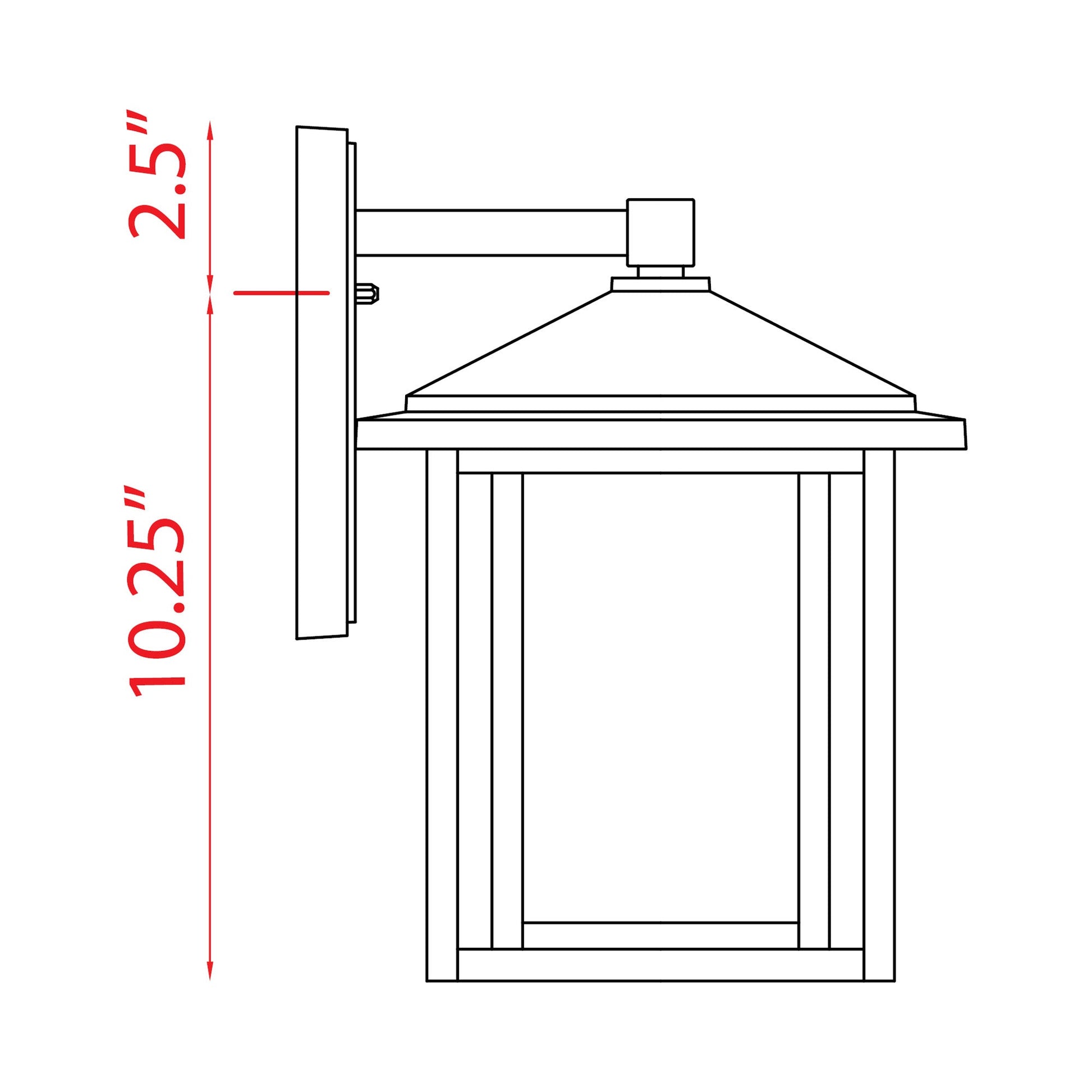 Aspen Outdoor Wall Light - line drawing.