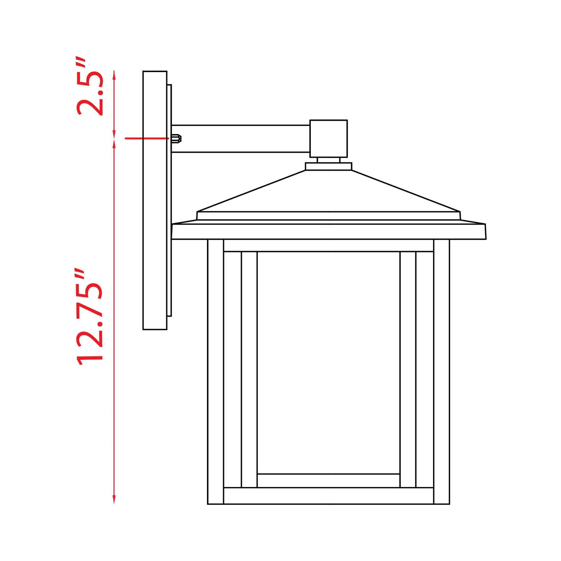 Aspen Outdoor Wall Light - line drawing.