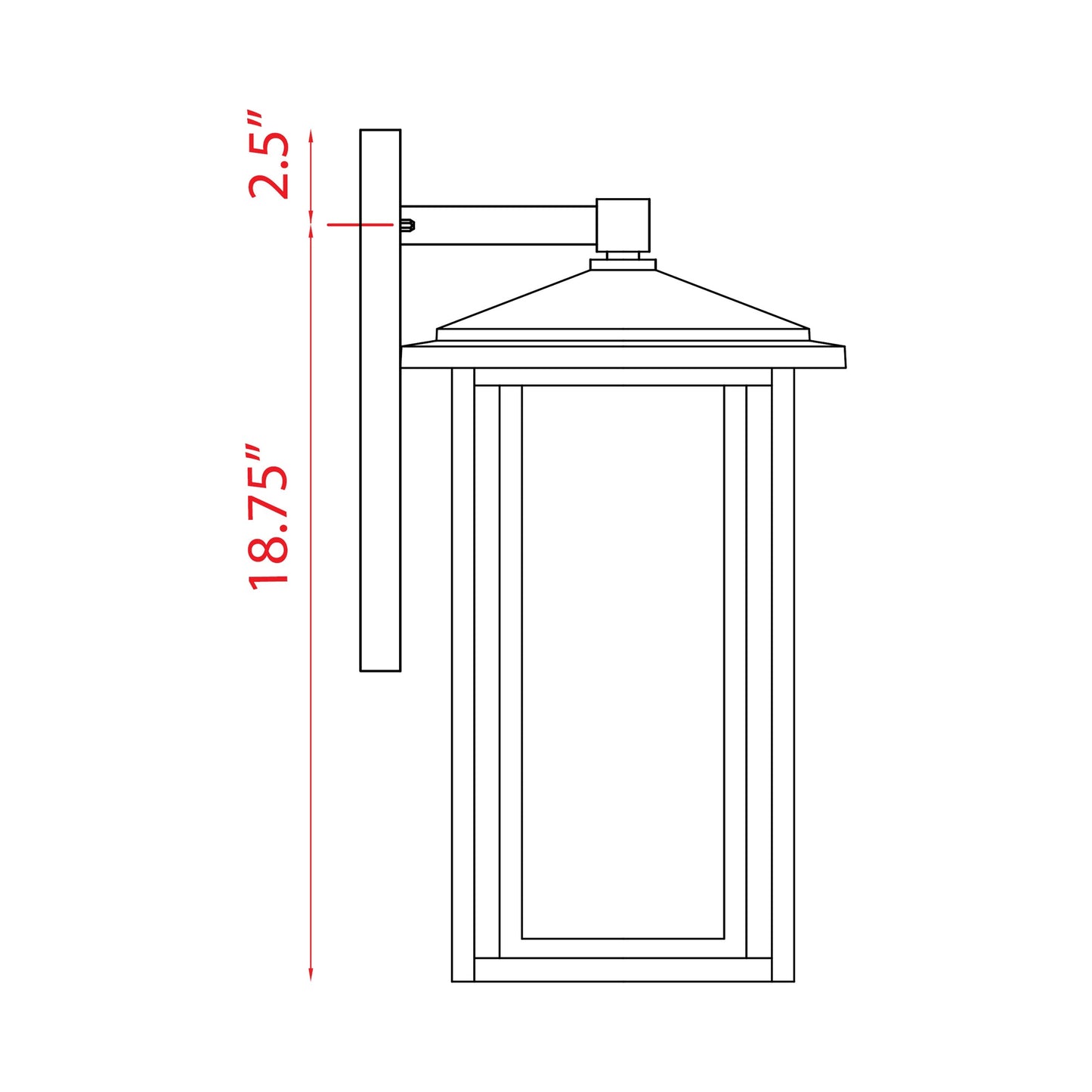 Aspen Outdoor Wall Light - line drawing.