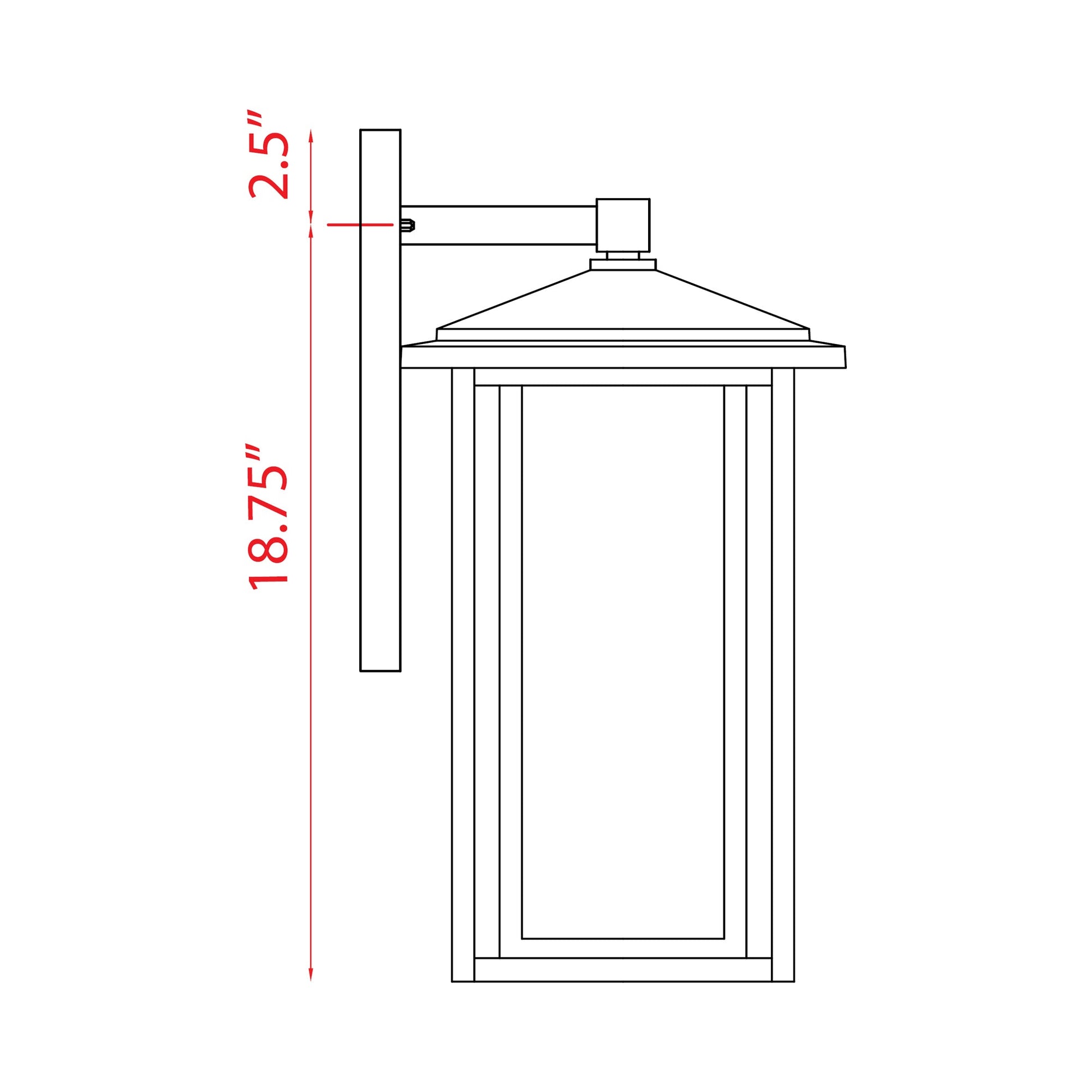 Aspen Outdoor Wall Light - line drawing.