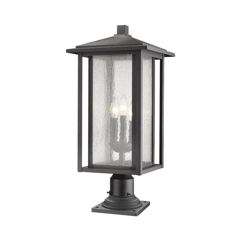 Aspen Round Outdoor Multi Light Pier Mount Light in Black.