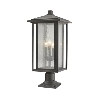 Aspen Round Outdoor Multi Light Pier Mount Light in Oil Rubbed Bronze.