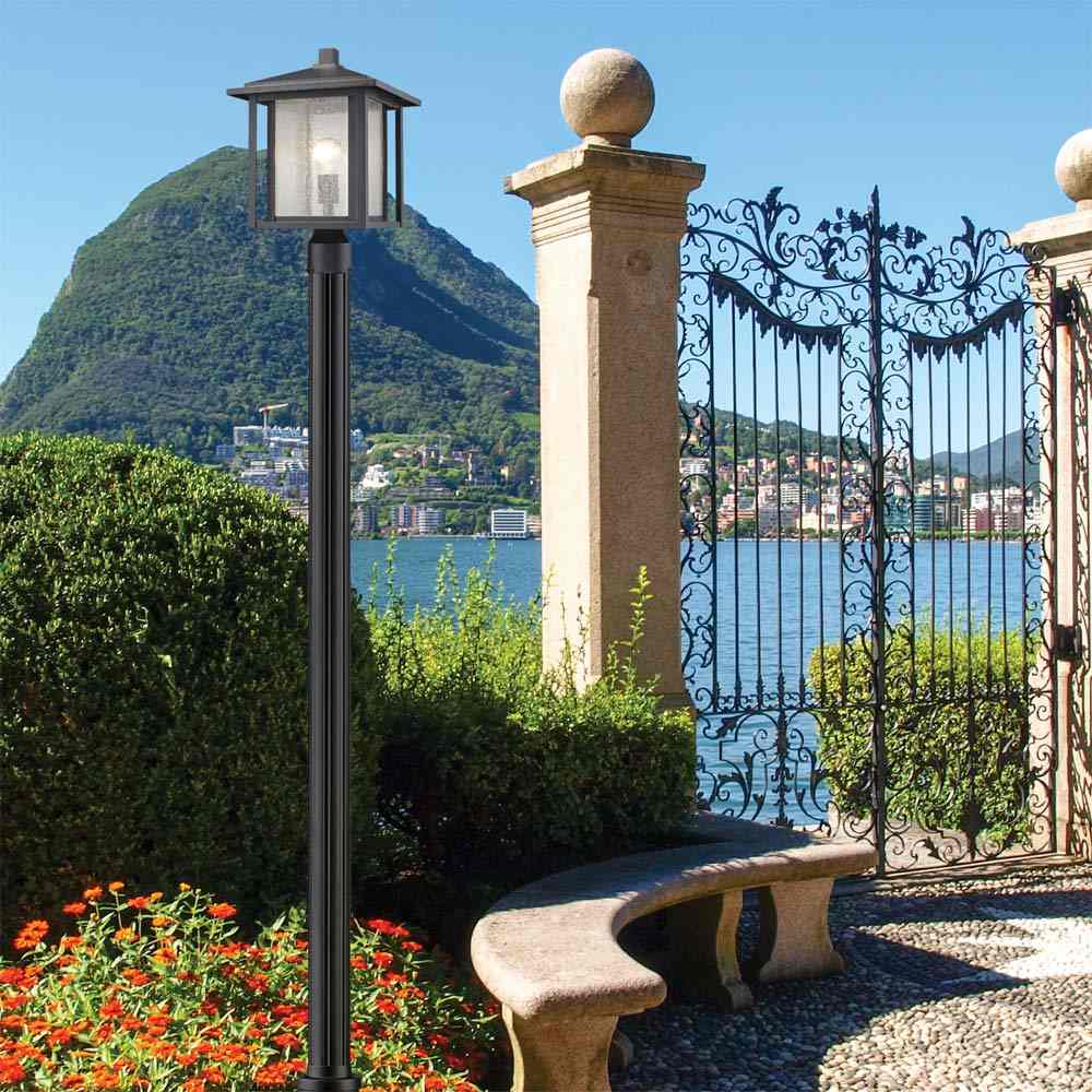 Aspen Round Outdoor Post Light in Outside Area.