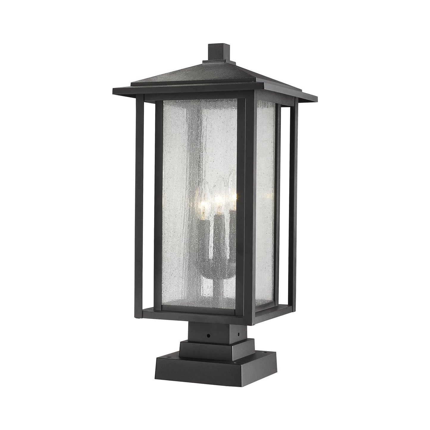 Aspen Square Outdoor Multi Light Pier Mount Light in Black.