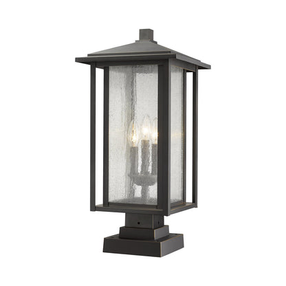 Aspen Square Outdoor Multi Light Pier Mount Light in Oil Rubbed Bronze.