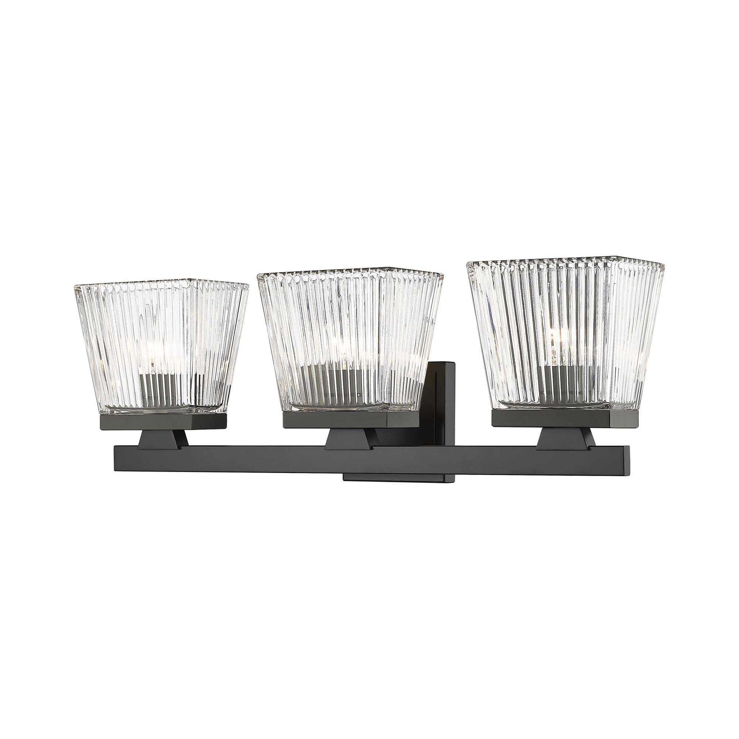 Astor Bath Vanity Light in Matte Black (3-Light/Clear).