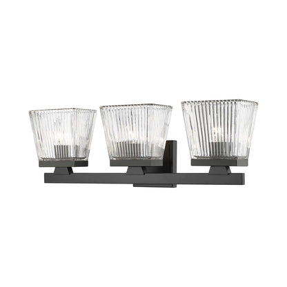 Astor Bath Vanity Light in Matte Black (3-Light/Clear).