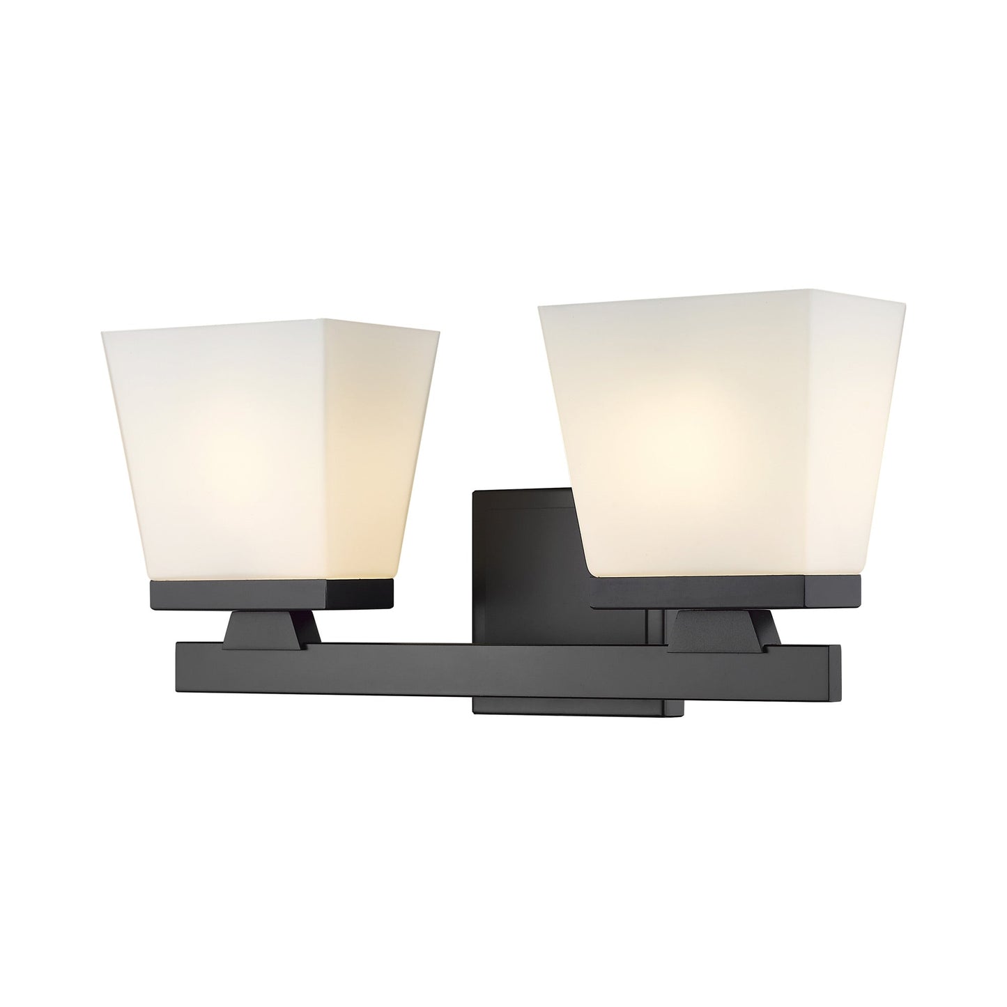 Astor Bath Vanity Light in Matte Black (2-Light/Etched Opal).