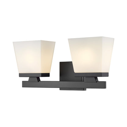 Astor Bath Vanity Light in Matte Black (2-Light/Etched Opal).