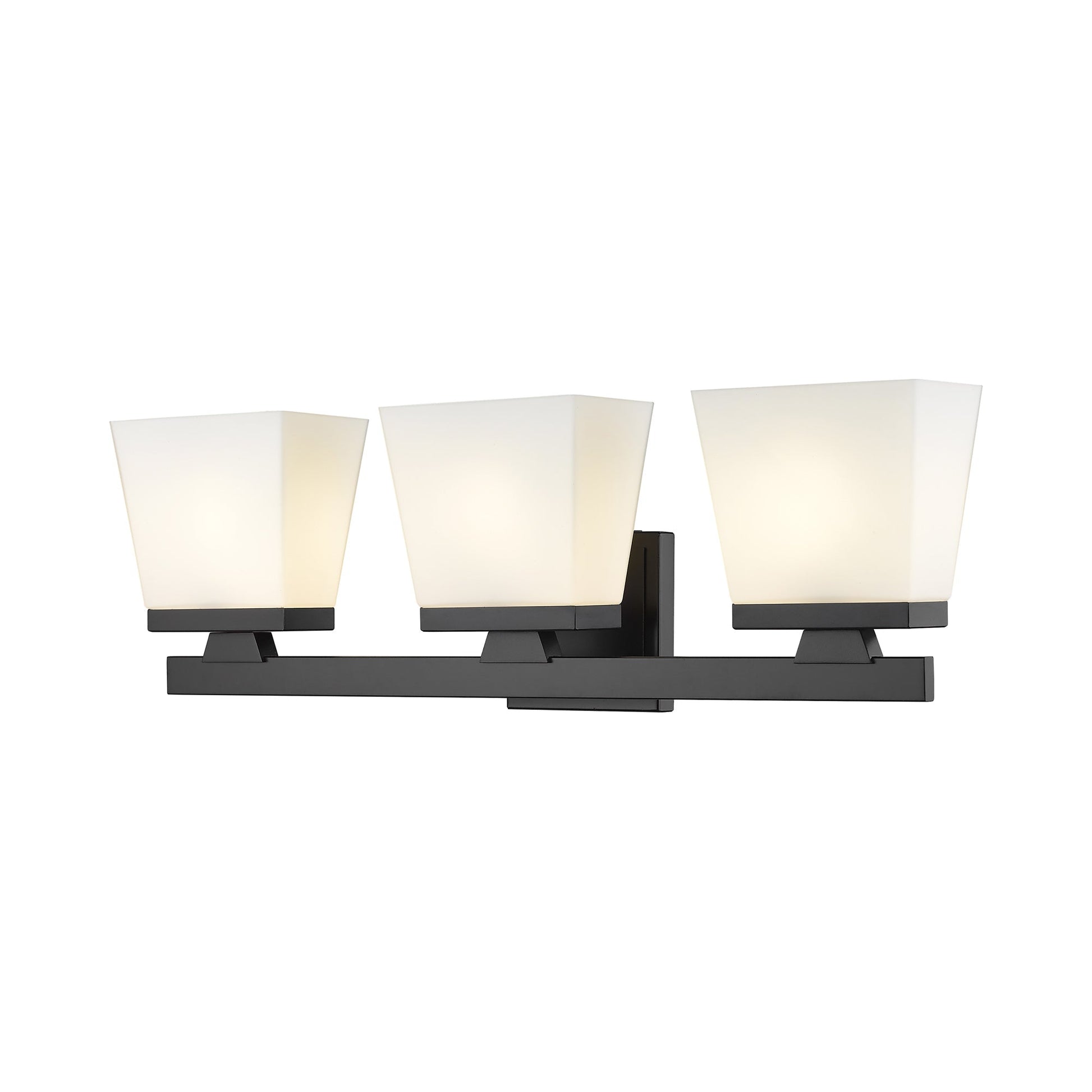 Astor Bath Vanity Light in Matte Black (3-Light/Etched Opal).