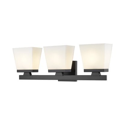 Astor Bath Vanity Light in Matte Black (3-Light/Etched Opal).