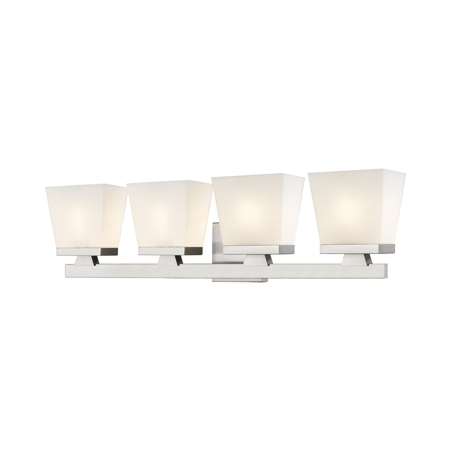 Astor Bath Vanity Light in Brushed Nickel (4-Light/Etched Opal).