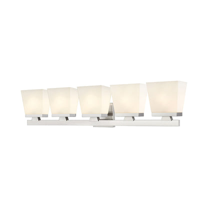 Astor Bath Vanity Light in Brushed Nickel (5-Light/Etched Opal).