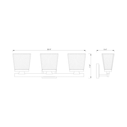 Astor Bath Vanity Light - line drawing.