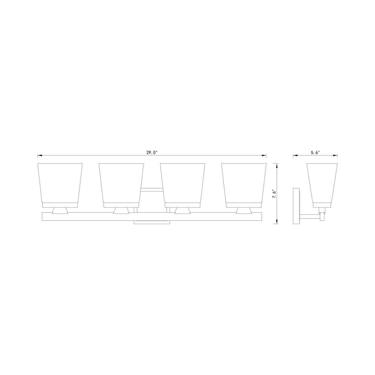 Astor Bath Vanity Light - line drawing.