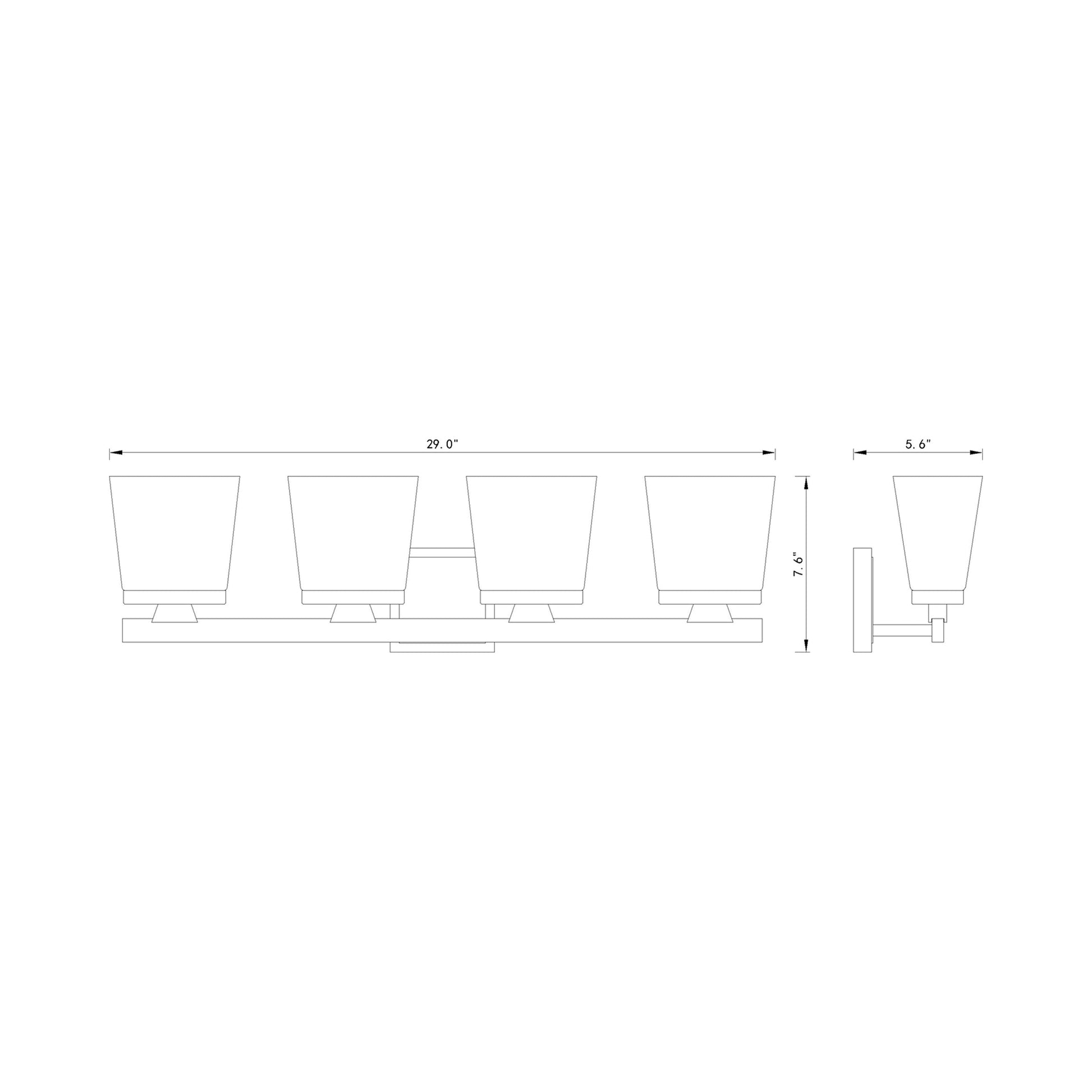 Astor Bath Vanity Light - line drawing.