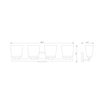 Astor Bath Vanity Light - line drawing.