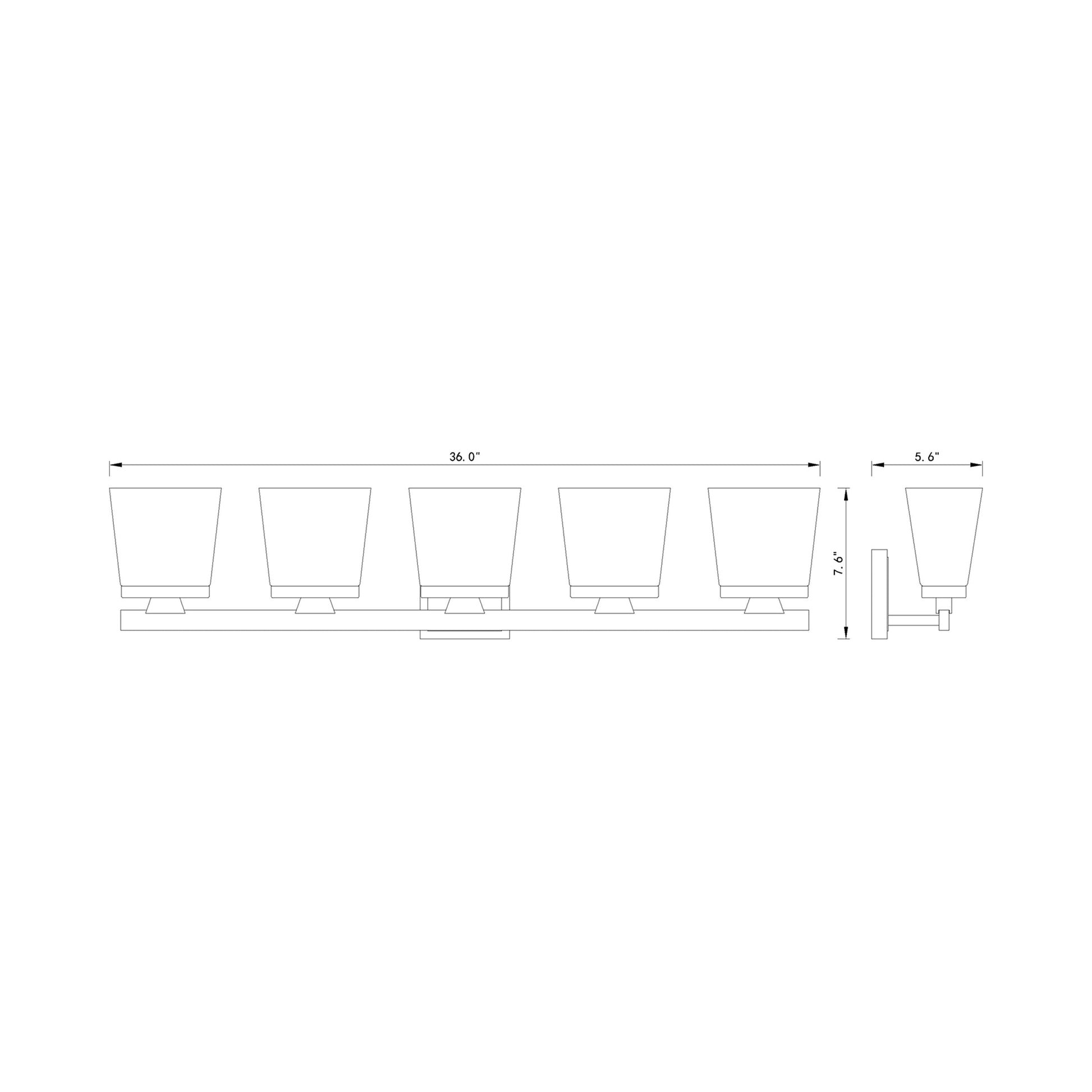 Astor Bath Vanity Light - line drawing.