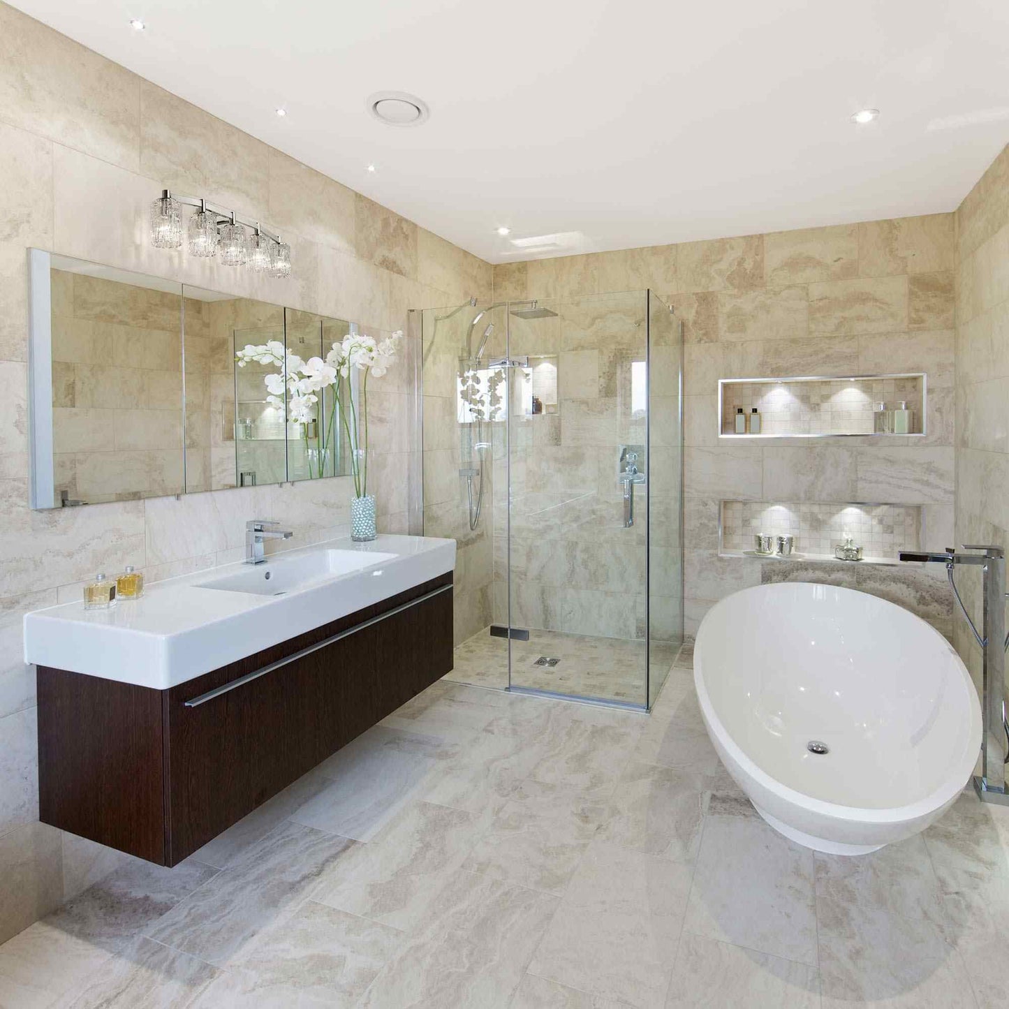 Aubrey Bath Vanity Light in bathroom.