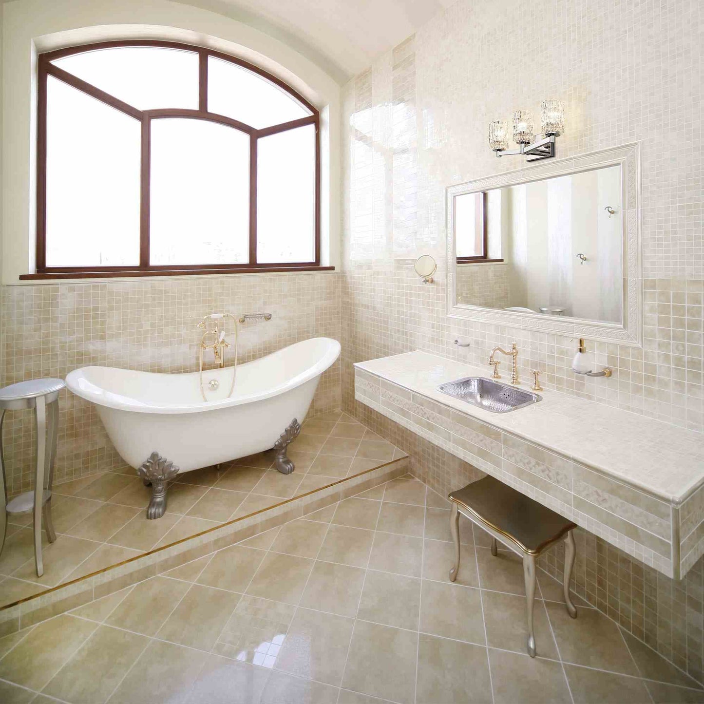 Aubrey Bath Vanity Light in bathroom.
