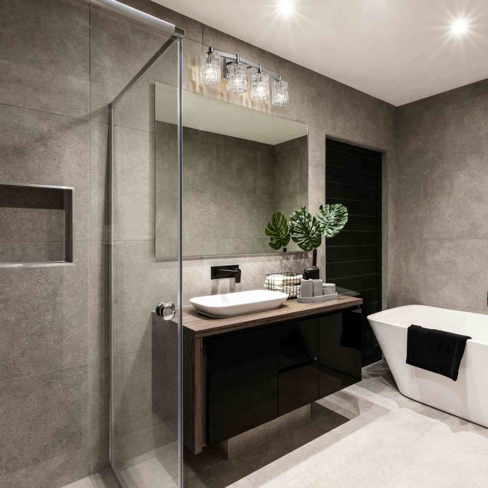Aubrey Bath Vanity Light in bathroom.