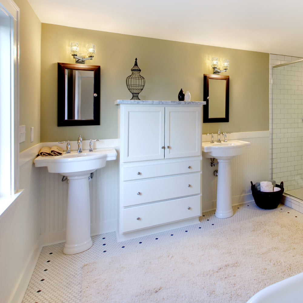 Aubrey Bath Vanity Light in bathroom.