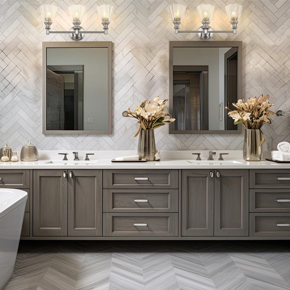 Auden Bath Vanity Light in bathroom.