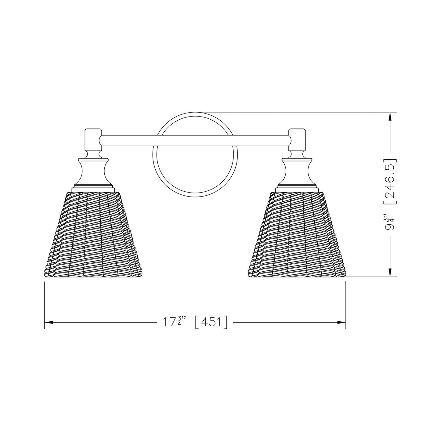 Auden Bath Vanity Light - line drawing.