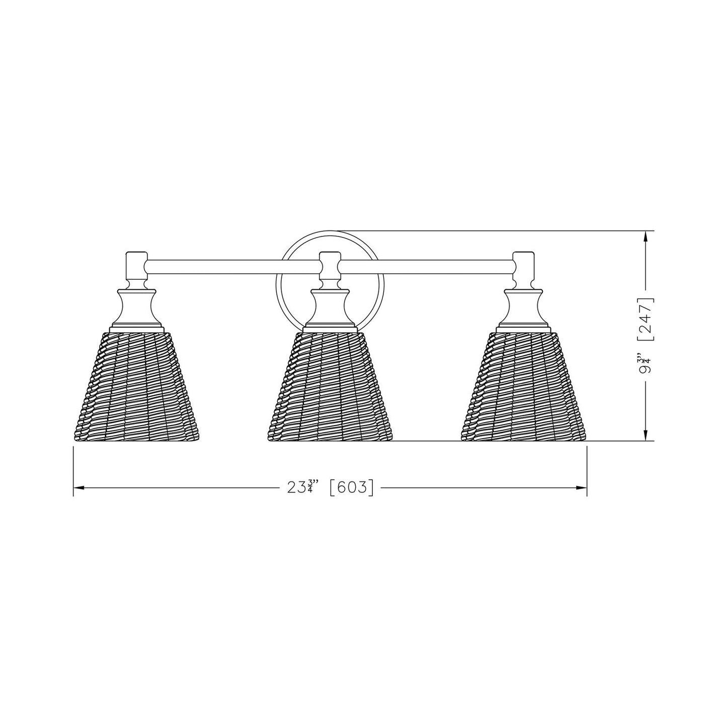 Auden Bath Vanity Light - line drawing.