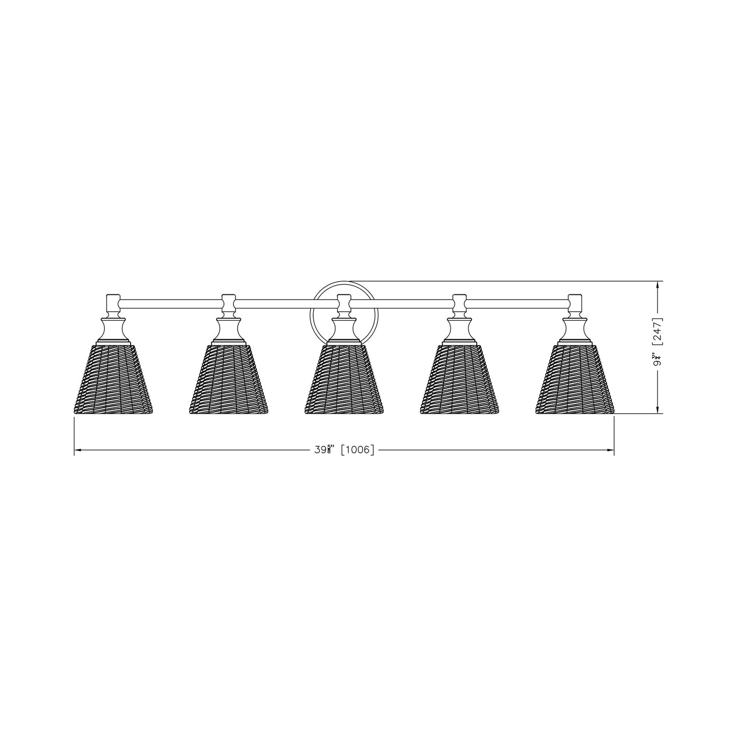 Auden Bath Vanity Light - line drawing.