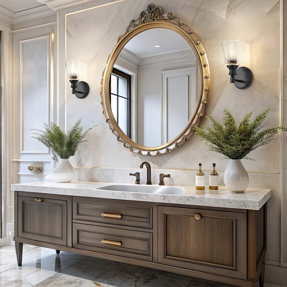 Auden Wall Light in bathroom.