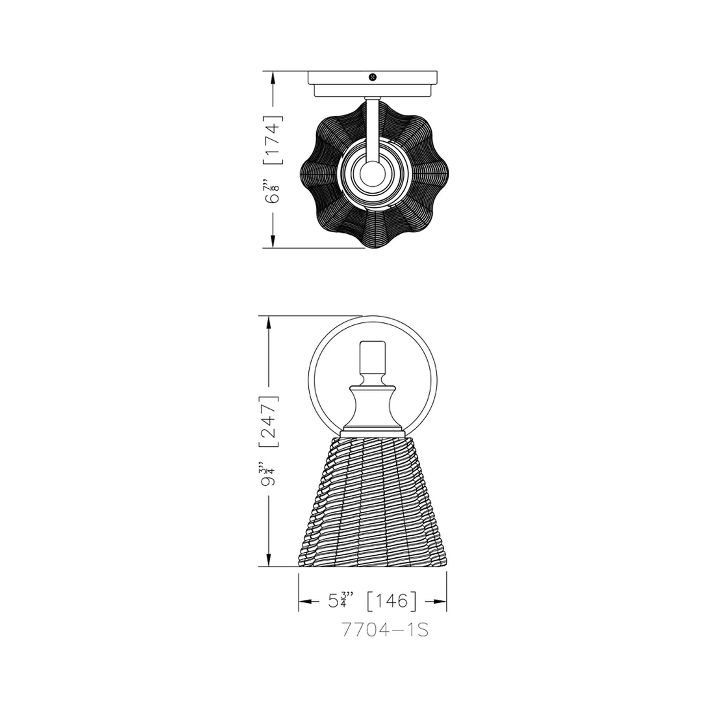 Auden Wall Light - line drawing.