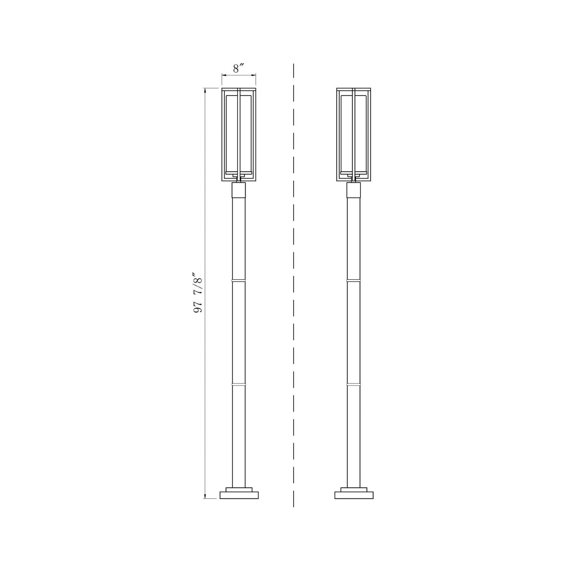 Aura Outdoor Lean Post Light - line drawing.