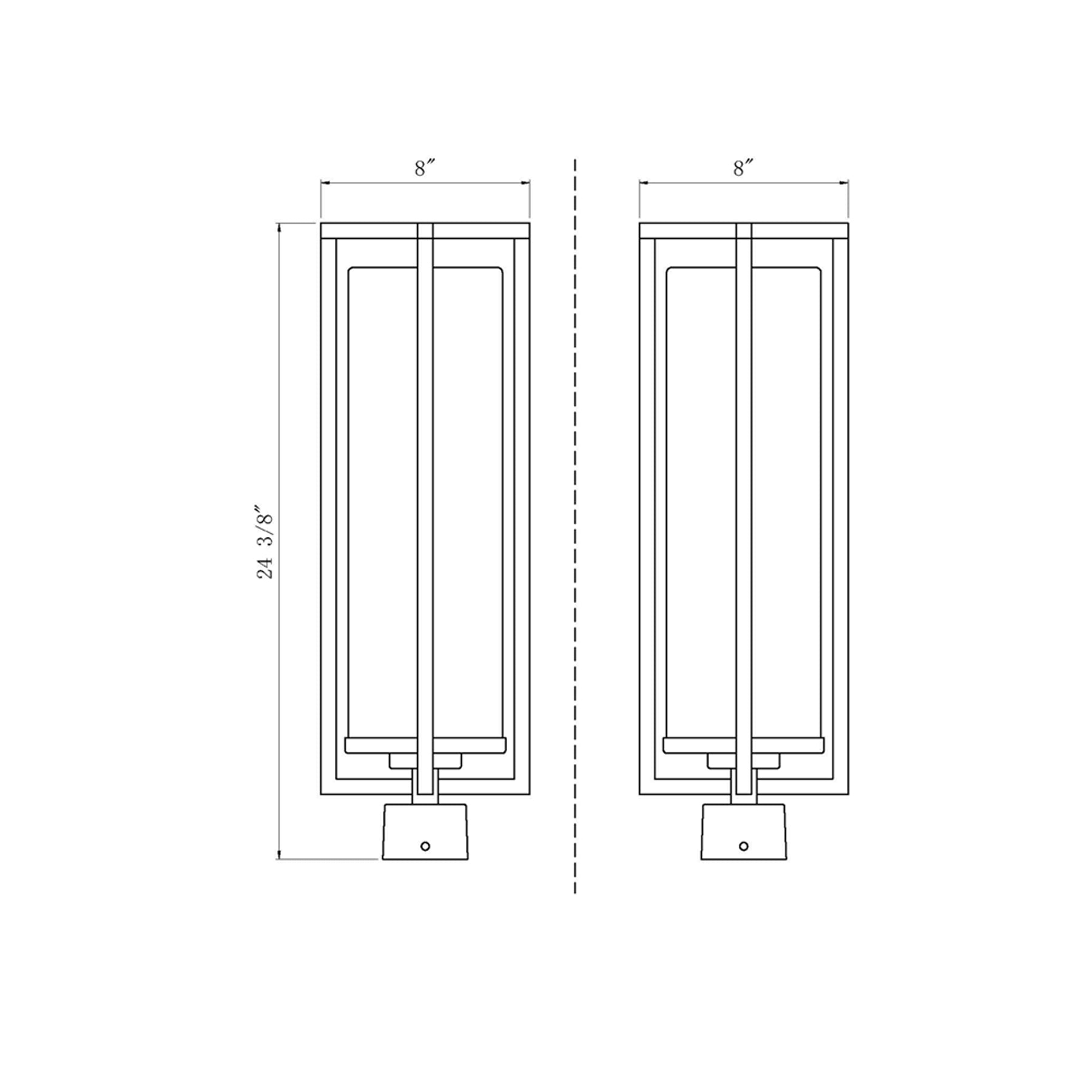 Aura Outdoor Mount Post Light - line drawing.