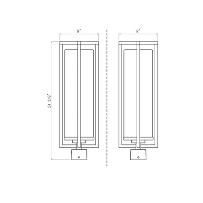 Aura Outdoor Mount Post Light - line drawing.