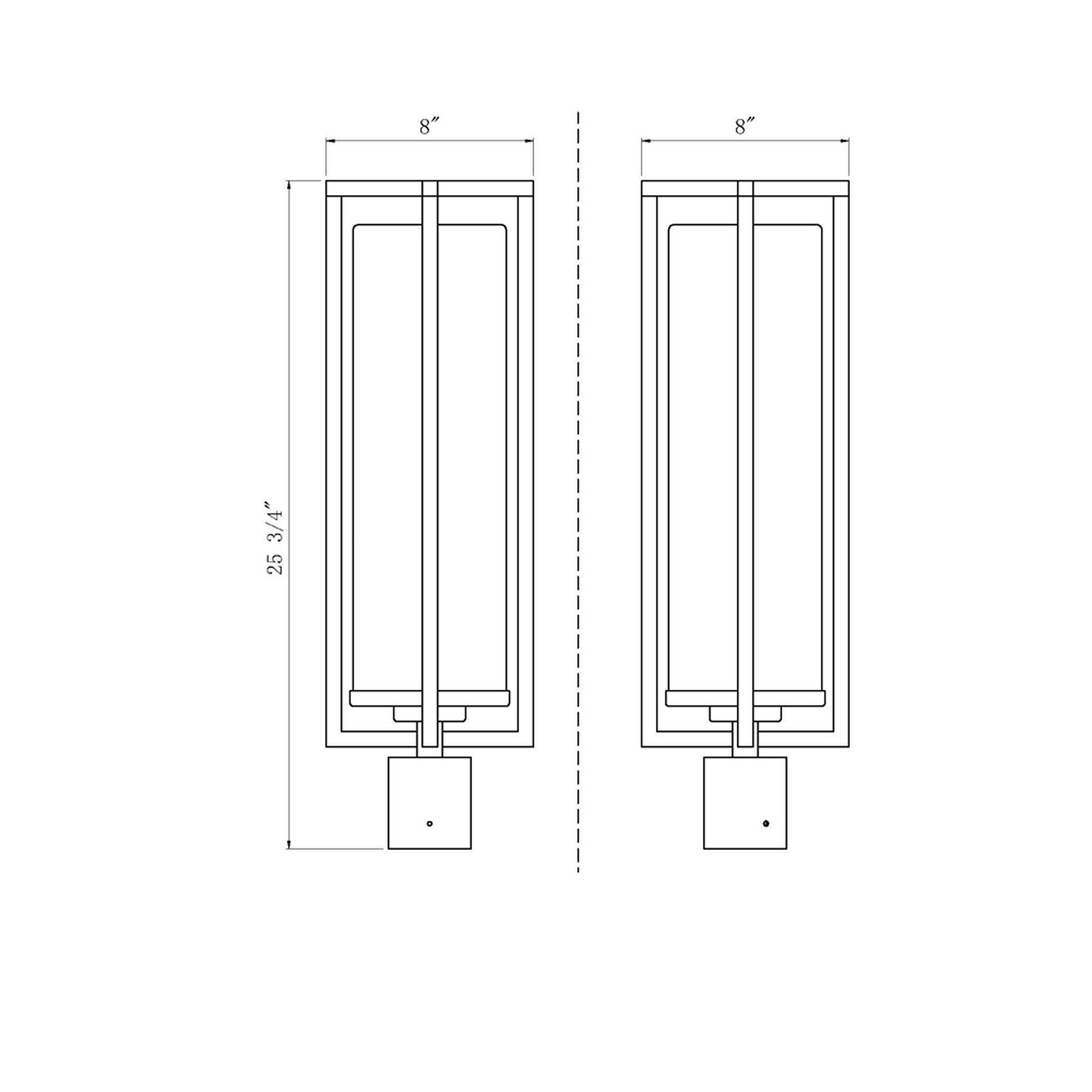 Aura Outdoor Mount Post Light - line drawing.
