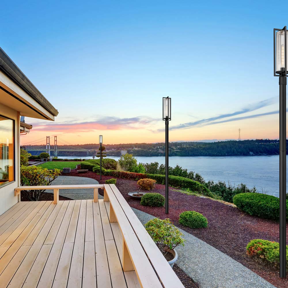 Aura Outdoor Post Light in Outside Area.