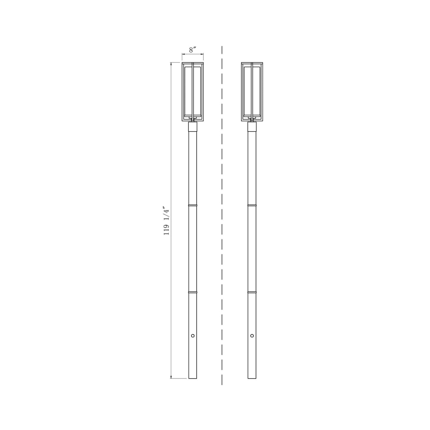Aura Outdoor Post Light - line drawing.