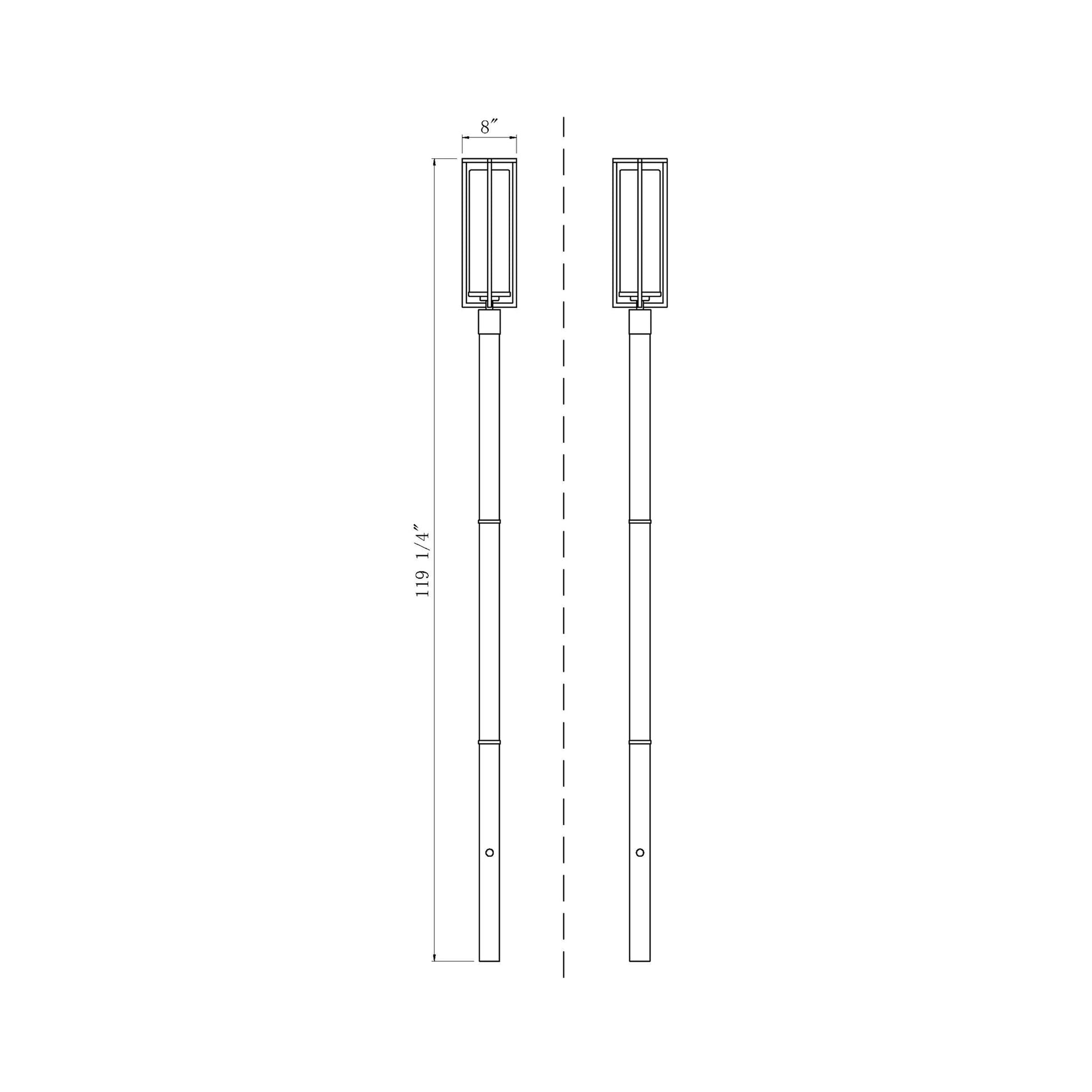 Aura Outdoor Post Light - line drawing.